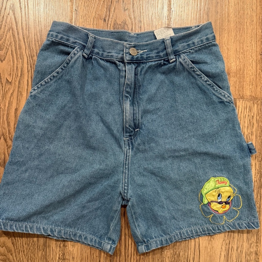 Vintage Carpenter Looney Tunes Youth Denim Shorts Size 14 Tweety EUC